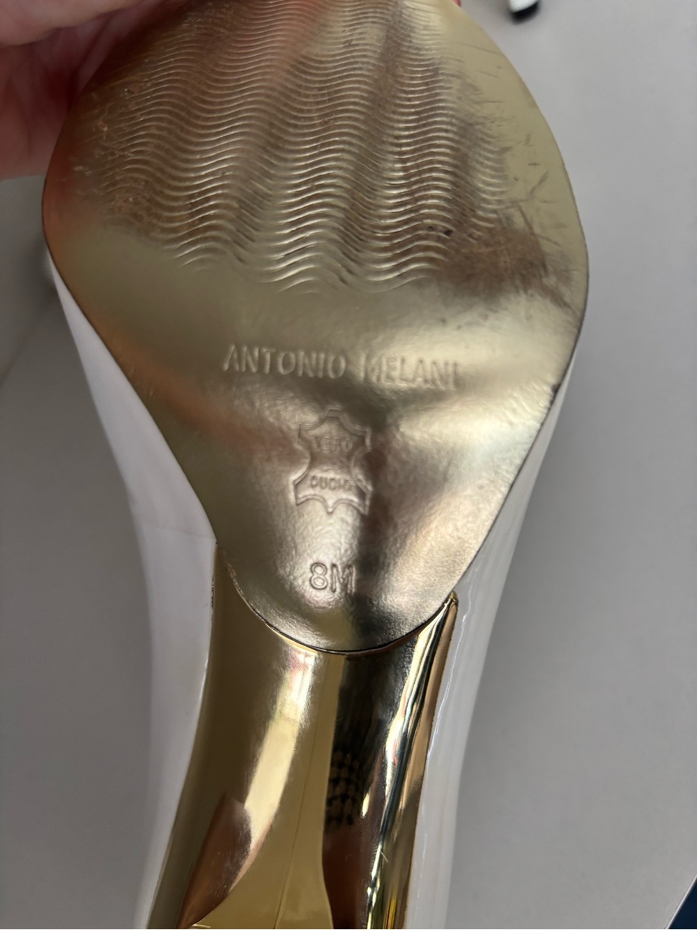 ANTONIO MELANI White Patent Peep-Toe Heels - Picture 4 of 5